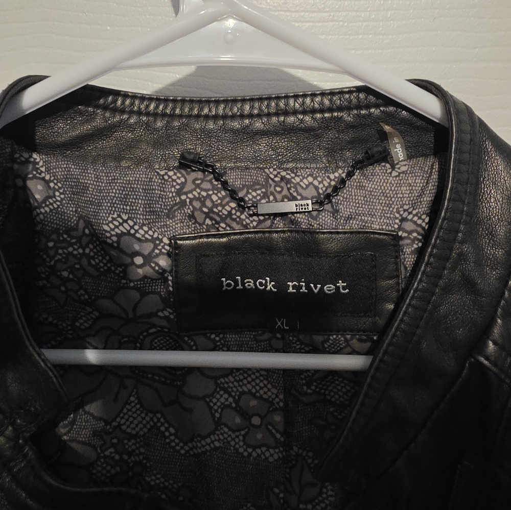 Black Rivet Faux Leather Jacket - Picture 2 of 5